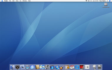 The default desktop of Mac OS X