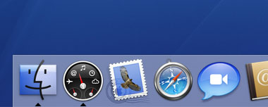 The dock contains shortcuts to your favourite applications.