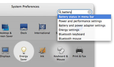 System Preferences has a search field!