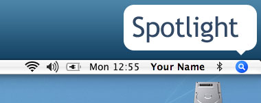 Spotlight is located in the upper right corner of the screen.