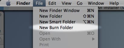 Create a new burn folder