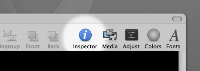 In Keynote, just click the Inspector icon in order to open the Inspector